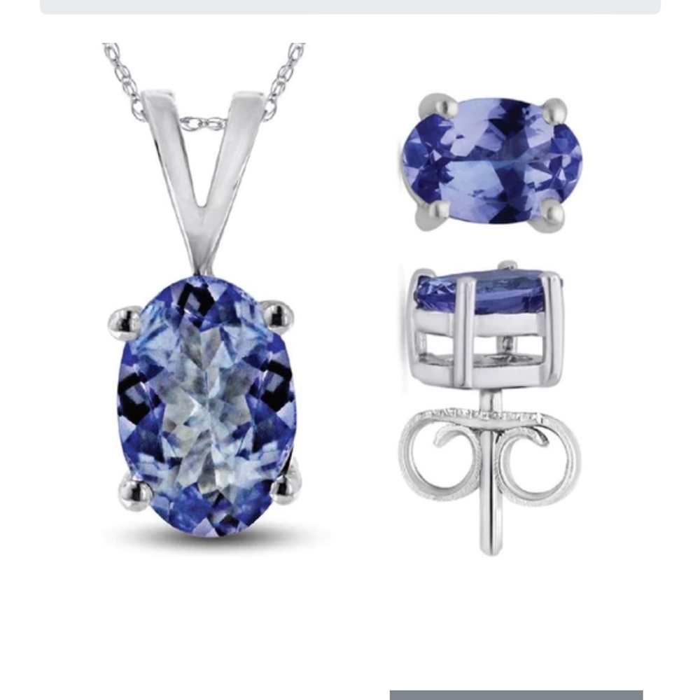 Sterling Silver Tanzanite Earring & Pendant Set